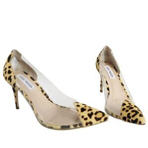 Steve Madden Size 7 Mystical Lucite Heels Pumps Leopard Print Calf Hair Leather